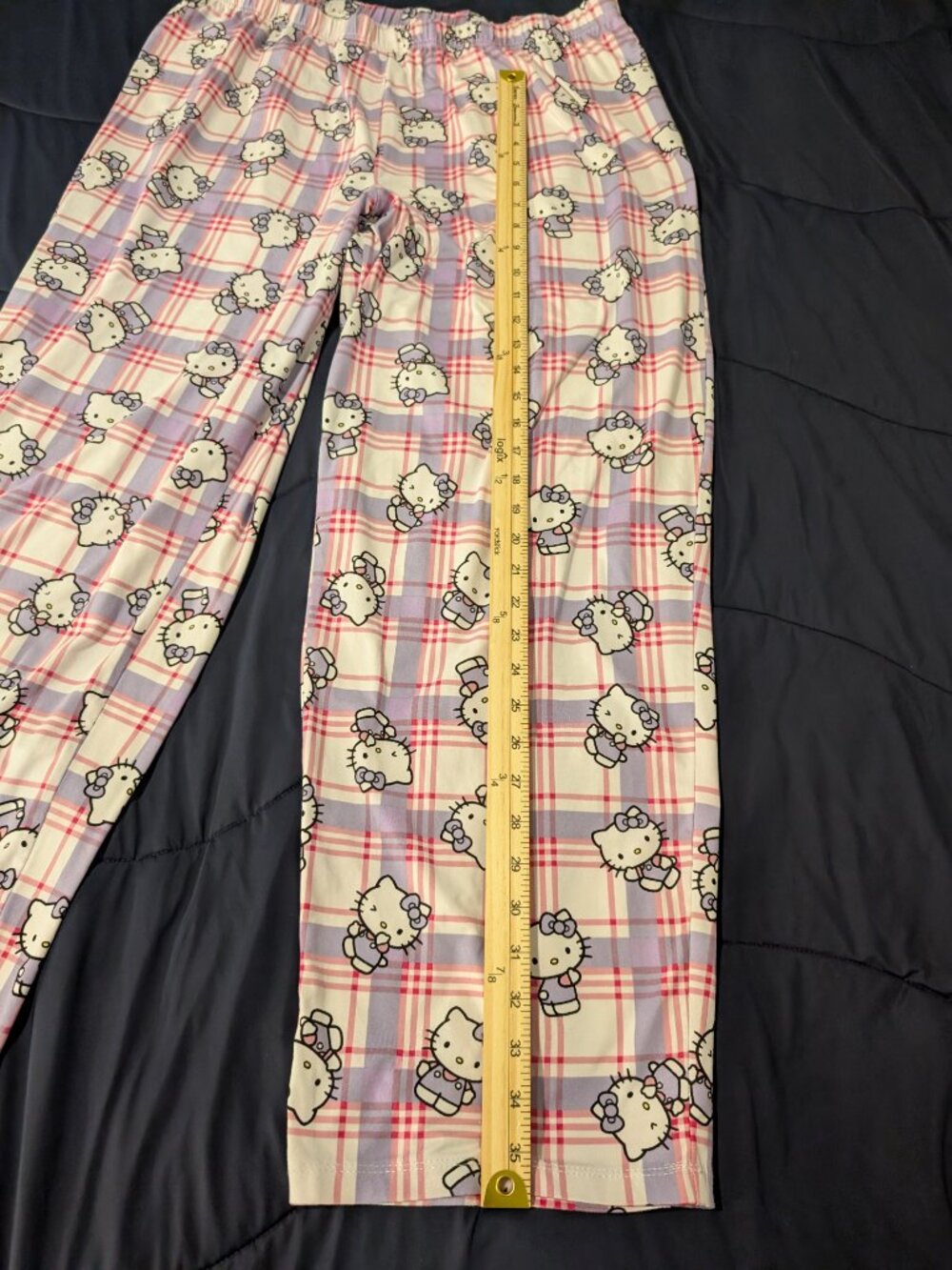Hello Kitty Plaid Pajama Pants Wide Leg Lounge Pants Pink Purple XL - Picture 5 of 5